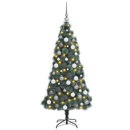 vidaXL Künstlicher vorbeleuchteter Weihnachtsbaum mit Ball-Set 150 cm