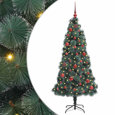 vidaXL Künstlicher vorbeleuchteter Weihnachtsbaum mit Kugelset 150 cm
