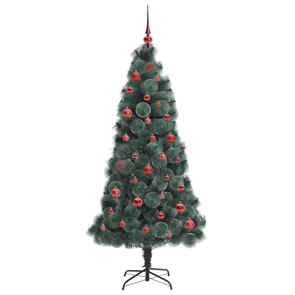 Künstlicher vorbeleuchteter Weihnachtsbaum mit Kugelset 150 cm
