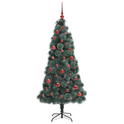 Künstlicher vorbeleuchteter Weihnachtsbaum mit Kugelset 150 cm