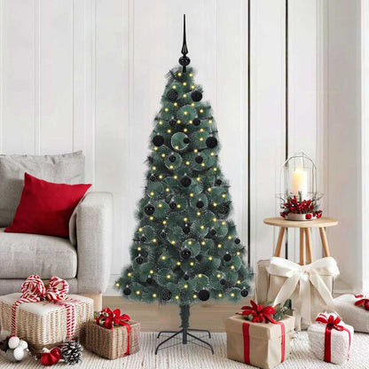 vidaXL Künstlicher vorbeleuchteter Weihnachtsbaum mit Kugelset 150 cm