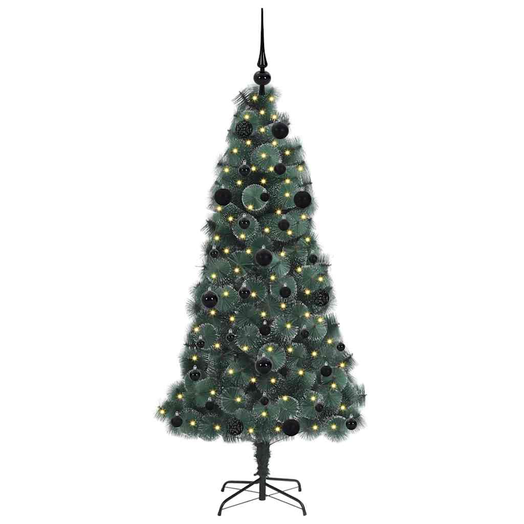 vidaXL Künstlicher vorbeleuchteter Weihnachtsbaum mit Kugelset 150 cm