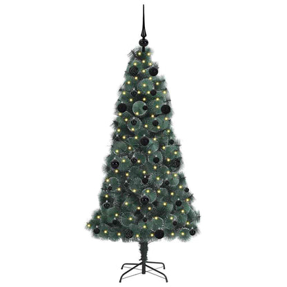 vidaXL Künstlicher vorbeleuchteter Weihnachtsbaum mit Kugelset 150 cm