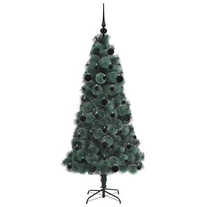 vidaXL Künstlicher vorbeleuchteter Weihnachtsbaum mit Kugelset 150 cm