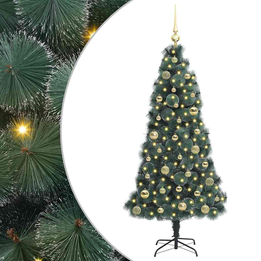 vidaXL Künstlicher vorbeleuchteter Weihnachtsbaum mit Kugelset 150 cm