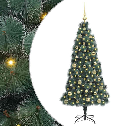 vidaXL Künstlicher vorbeleuchteter Weihnachtsbaum mit Kugelset 150 cm
