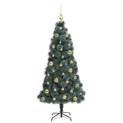 vidaXL Künstlicher vorbeleuchteter Weihnachtsbaum mit Kugelset 150 cm