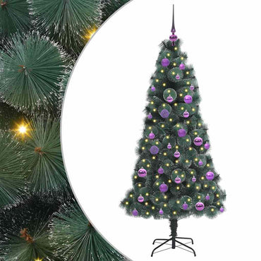 vidaXL Künstlicher vorbeleuchteter Weihnachtsbaum mit Kugelset 150 cm
