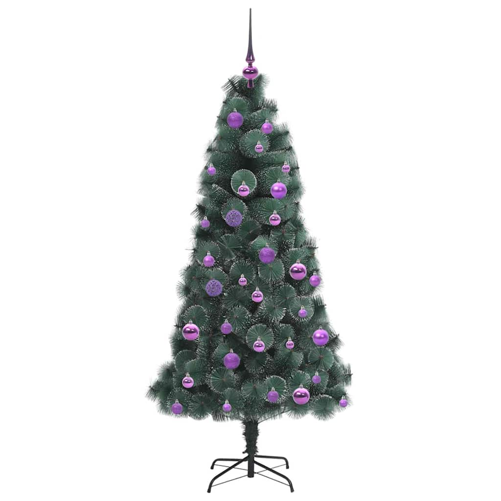 vidaXL Künstlicher vorbeleuchteter Weihnachtsbaum mit Kugelset 150 cm