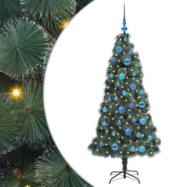 vidaXL Künstlicher vorbeleuchteter Weihnachtsbaum mit Kugelset 150 cm