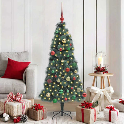 vidaXL Künstlicher vorbeleuchteter Weihnachtsbaum mit Kugelset 150 cm
