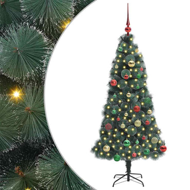 vidaXL Künstlicher vorbeleuchteter Weihnachtsbaum mit Kugelset 150 cm
