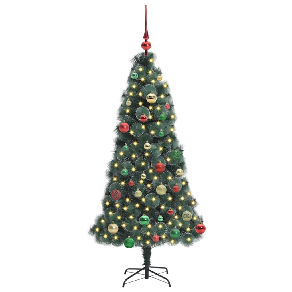 vidaXL Künstlicher vorbeleuchteter Weihnachtsbaum mit Kugelset 150 cm