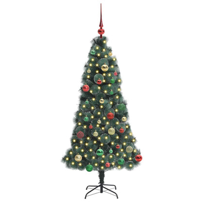 vidaXL Künstlicher vorbeleuchteter Weihnachtsbaum mit Kugelset 150 cm