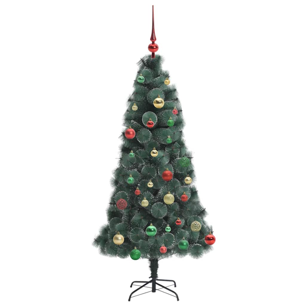 vidaXL Künstlicher vorbeleuchteter Weihnachtsbaum mit Kugelset 150 cm