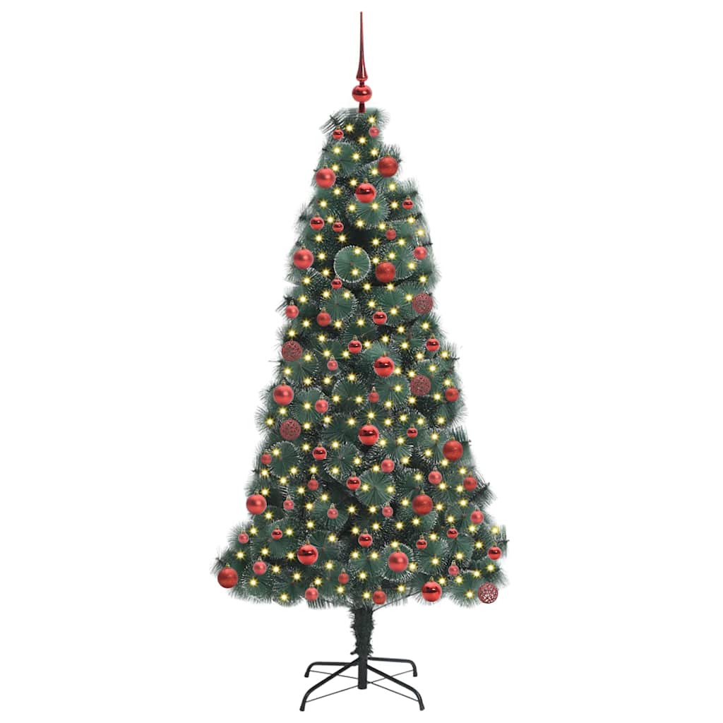 vidaXL Künstlicher vorbeleuchteter Weihnachtsbaum mit Kugelset 180 cm