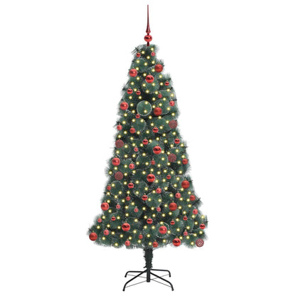 vidaXL Künstlicher vorbeleuchteter Weihnachtsbaum mit Kugelset 180 cm