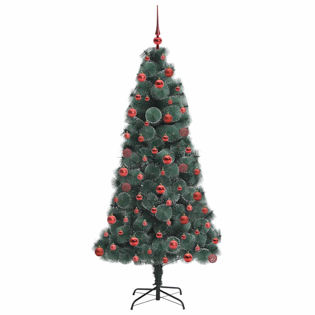 vidaXL Künstlicher vorbeleuchteter Weihnachtsbaum mit Kugelset 180 cm