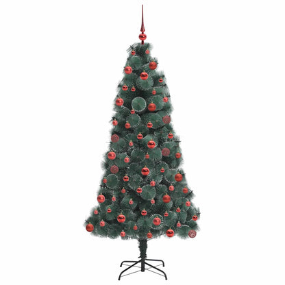 vidaXL Künstlicher vorbeleuchteter Weihnachtsbaum mit Kugelset 180 cm