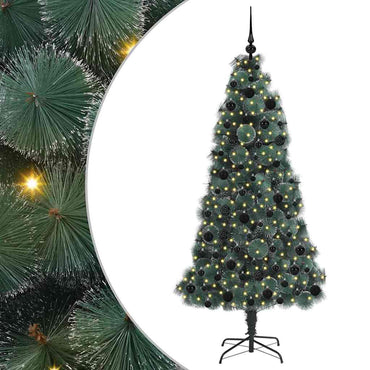 vidaXL Künstlicher vorbeleuchteter Weihnachtsbaum mit Kugelset 180 cm