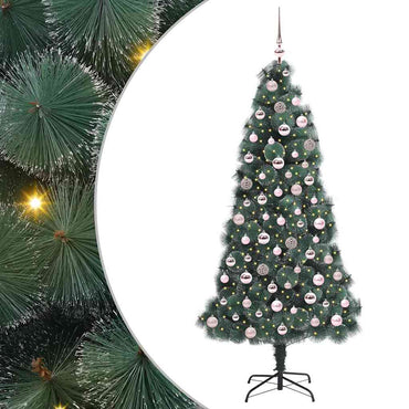 vidaXL Künstlicher vorbeleuchteter Weihnachtsbaum mit Kugelset 180 cm
