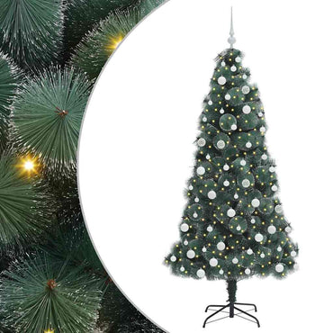 vidaXL Künstlicher vorbeleuchteter Weihnachtsbaum mit Kugelset 180 cm