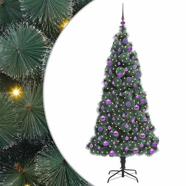 vidaXL Künstlicher vorbeleuchteter Weihnachtsbaum mit Kugelset 180 cm
