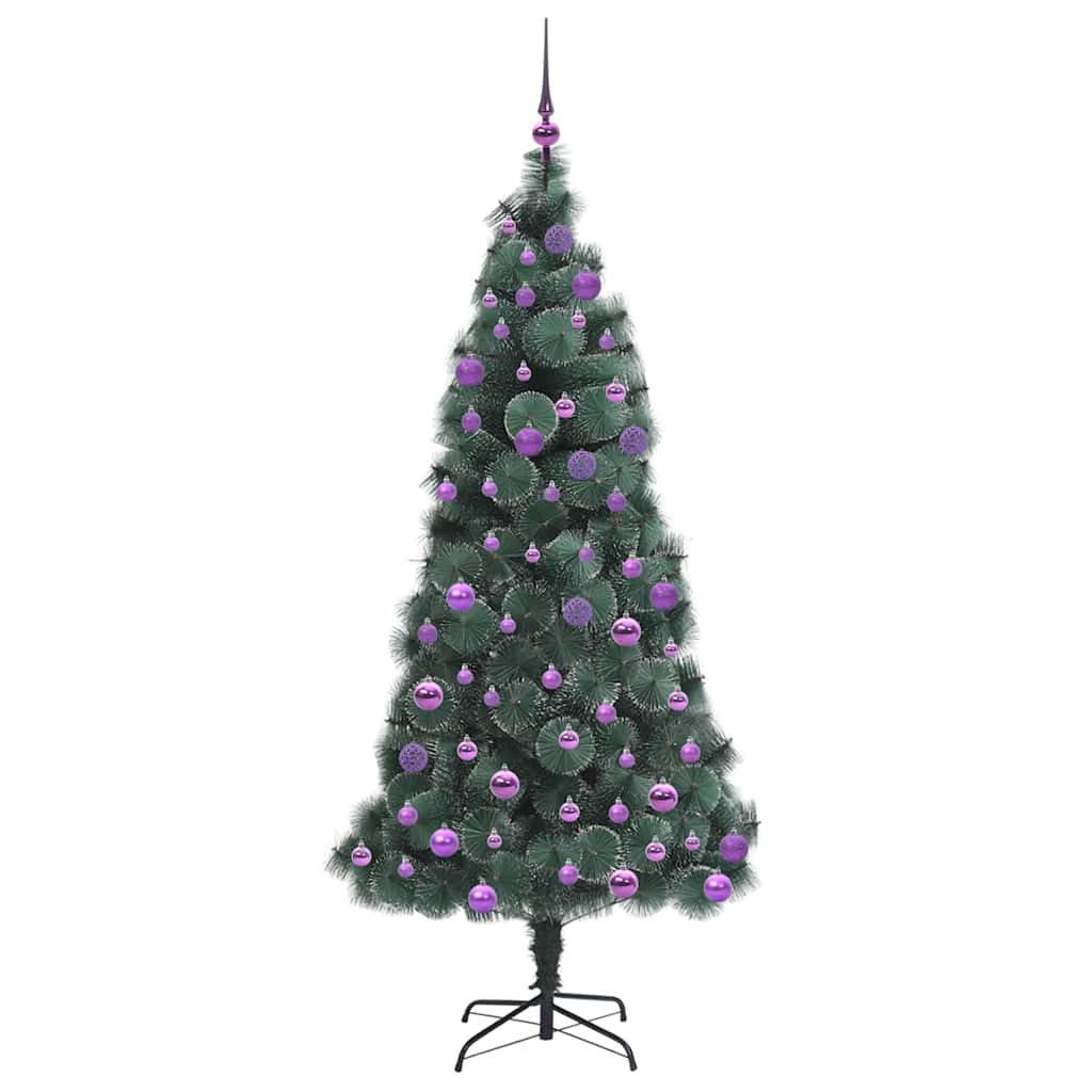Künstlicher vorbeleuchteter Weihnachtsbaum mit Kugelset 180 cm