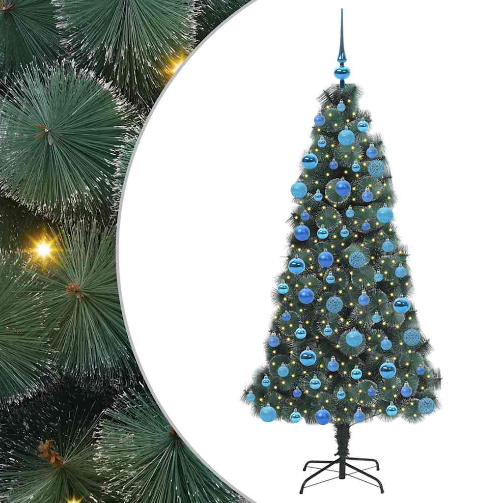 Künstlicher vorbeleuchteter Weihnachtsbaum mit Kugelset 180 cm