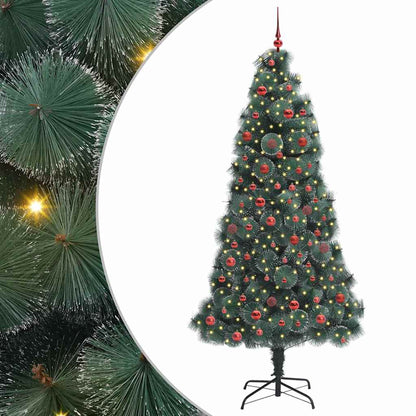 vidaXL Künstlicher vorbeleuchteter Weihnachtsbaum mit Kugelset 210 cm