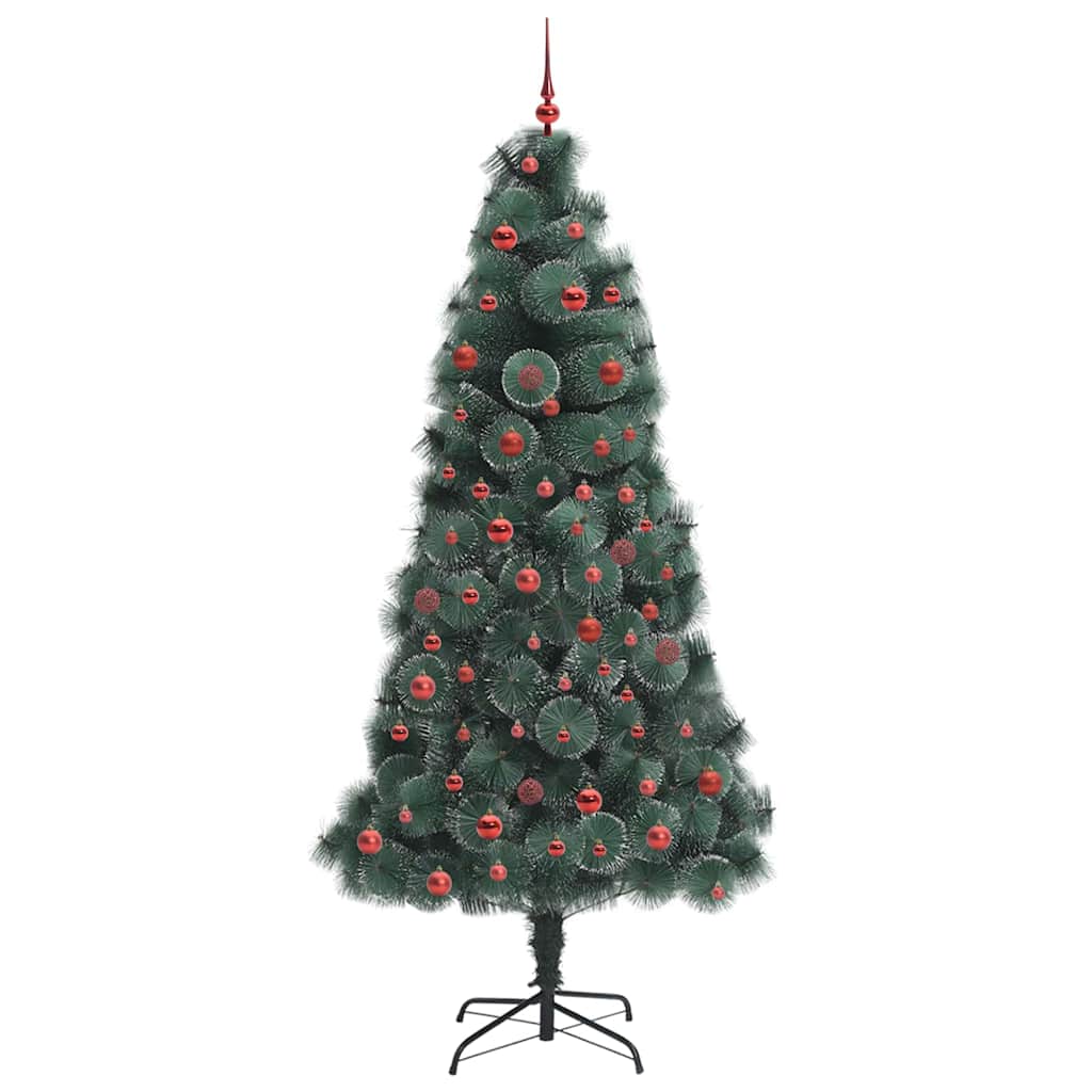 vidaXL Künstlicher vorbeleuchteter Weihnachtsbaum mit Kugelset 210 cm