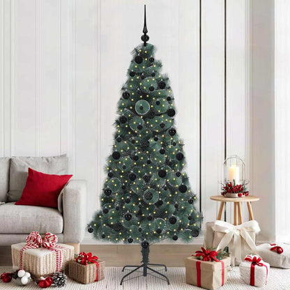 vidaXL Künstlicher vorbeleuchteter Weihnachtsbaum mit Kugelset 210 cm