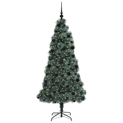 vidaXL Künstlicher vorbeleuchteter Weihnachtsbaum mit Kugelset 210 cm