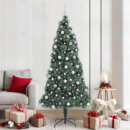 vidaXL Künstlicher vorbeleuchteter Weihnachtsbaum mit Kugelset 210 cm