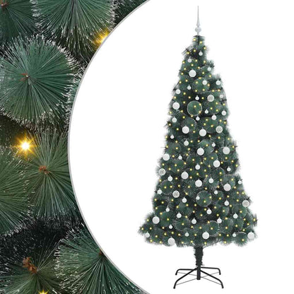 vidaXL Künstlicher vorbeleuchteter Weihnachtsbaum mit Kugelset 210 cm