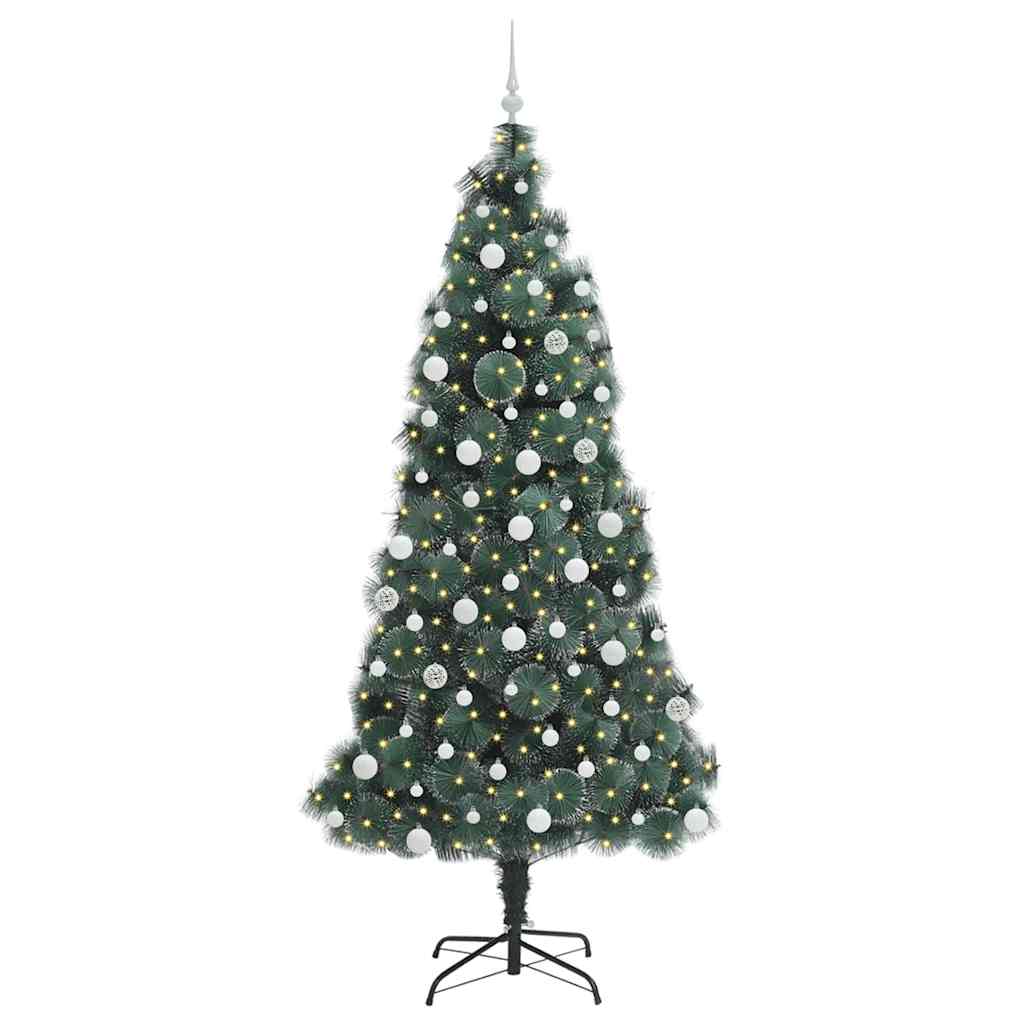 vidaXL Künstlicher vorbeleuchteter Weihnachtsbaum mit Kugelset 210 cm
