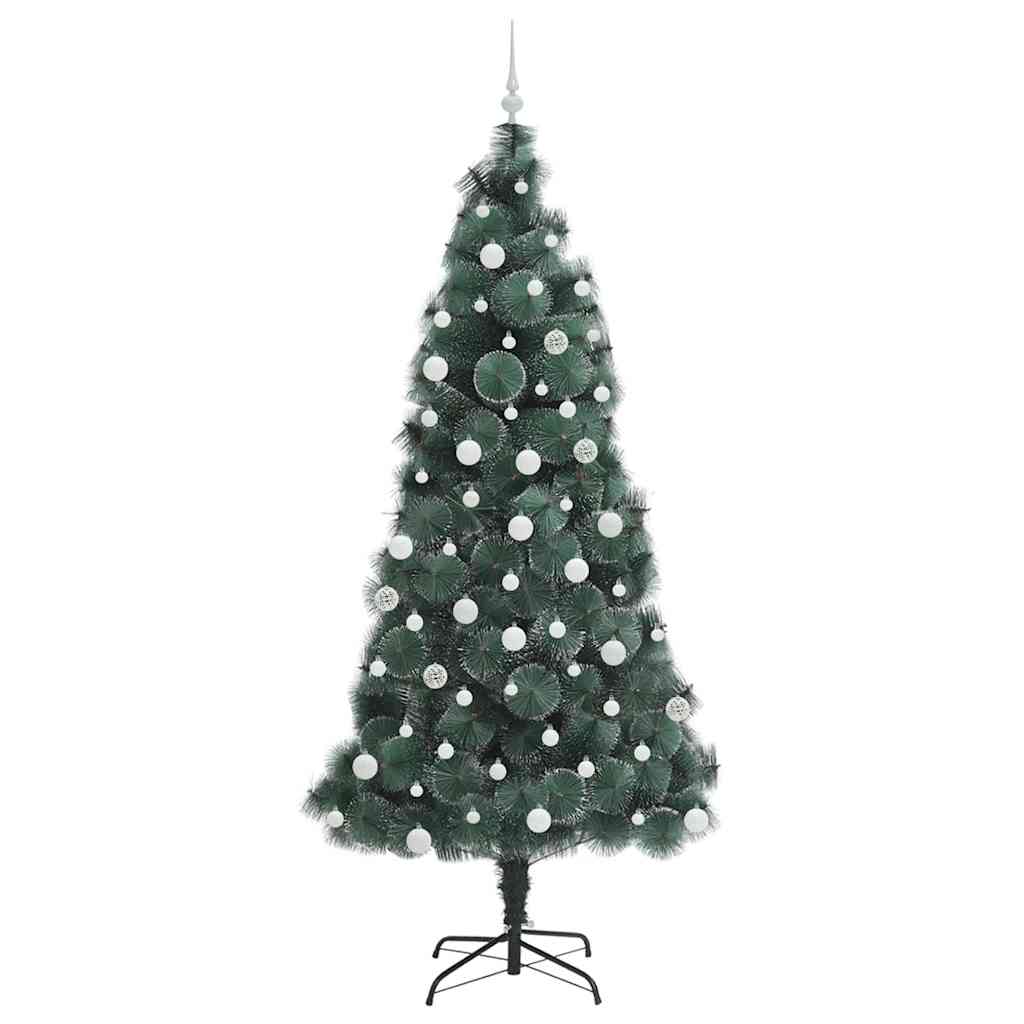vidaXL Künstlicher vorbeleuchteter Weihnachtsbaum mit Kugelset 210 cm