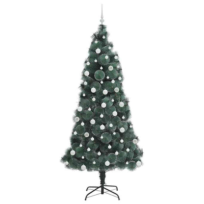 vidaXL Künstlicher vorbeleuchteter Weihnachtsbaum mit Kugelset 210 cm