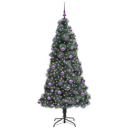 vidaXL Künstlicher vorbeleuchteter Weihnachtsbaum mit Kugelset 210 cm