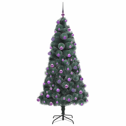vidaXL Künstlicher vorbeleuchteter Weihnachtsbaum mit Kugelset 210 cm