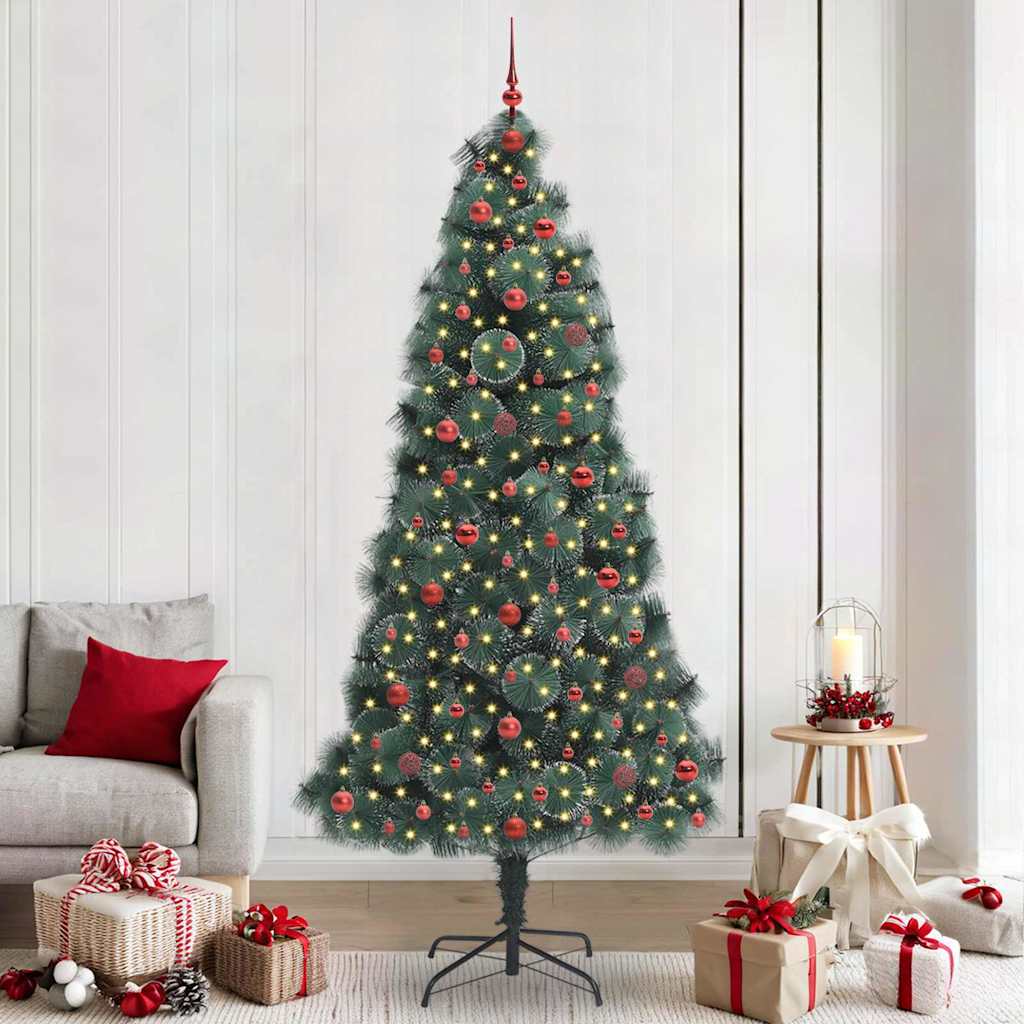 vidaXL Künstlicher vorbeleuchteter Weihnachtsbaum mit Kugelset 240 cm