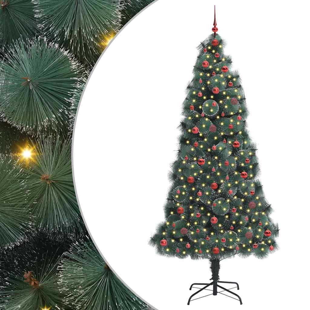 vidaXL Künstlicher vorbeleuchteter Weihnachtsbaum mit Kugelset 240 cm