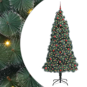 vidaXL Künstlicher vorbeleuchteter Weihnachtsbaum mit Kugelset 240 cm