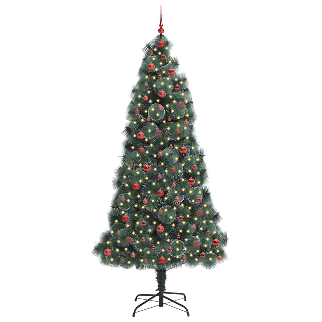 vidaXL Künstlicher vorbeleuchteter Weihnachtsbaum mit Kugelset 240 cm