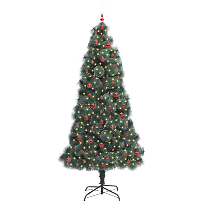 vidaXL Künstlicher vorbeleuchteter Weihnachtsbaum mit Kugelset 240 cm