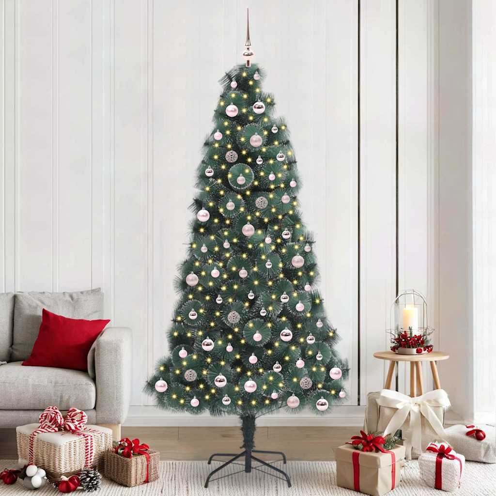 vidaXL Künstlicher vorbeleuchteter Weihnachtsbaum mit Kugelset 240 cm