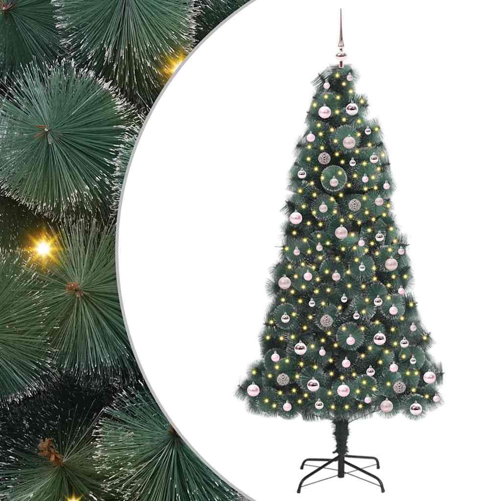 vidaXL Künstlicher vorbeleuchteter Weihnachtsbaum mit Kugelset 240 cm