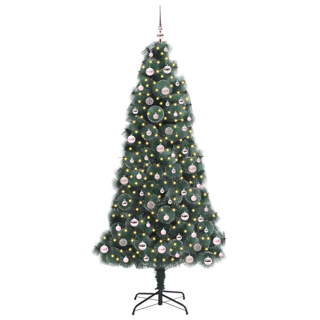 vidaXL Künstlicher vorbeleuchteter Weihnachtsbaum mit Kugelset 240 cm