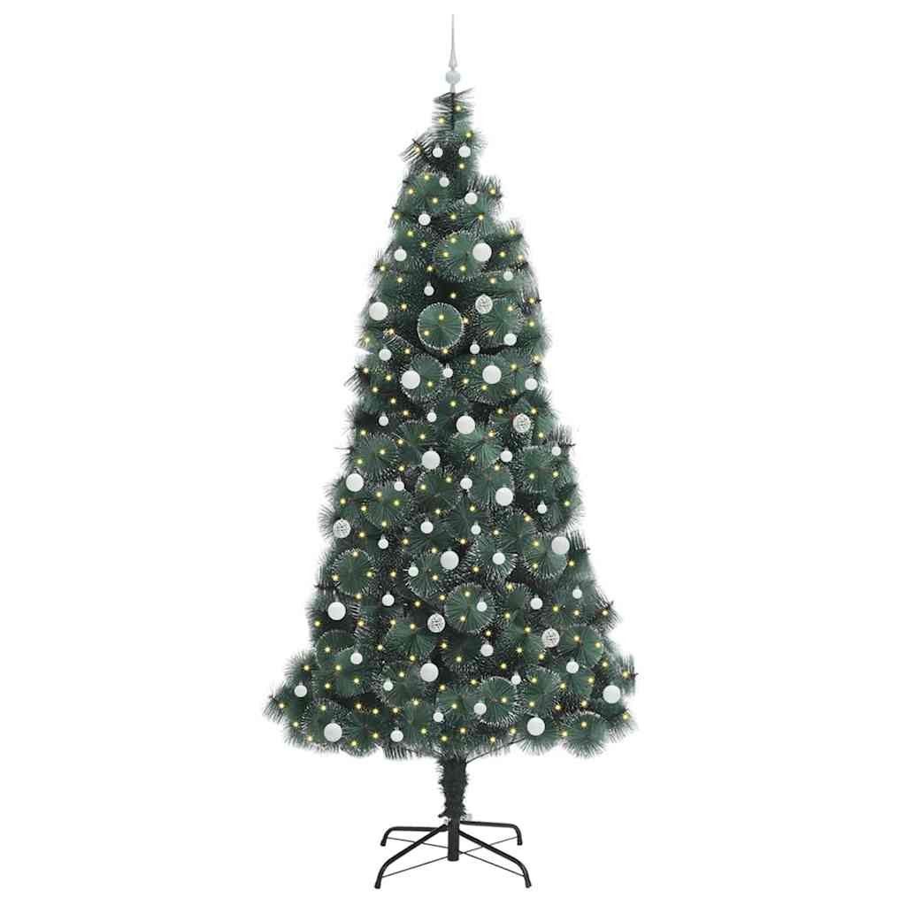 vidaXL Künstlicher vorbeleuchteter Weihnachtsbaum mit Kugelset 240 cm
