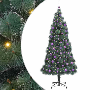 vidaXL Künstlicher vorbeleuchteter Weihnachtsbaum mit Kugelset 240 cm
